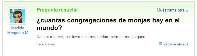 nombre congregaciones de monjas