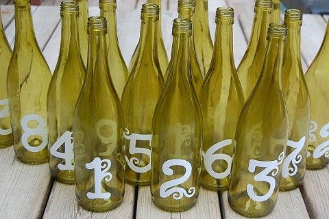numeración mesa boda botellas reciclaje diy